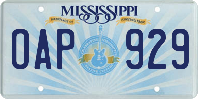 MS license plate OAP929