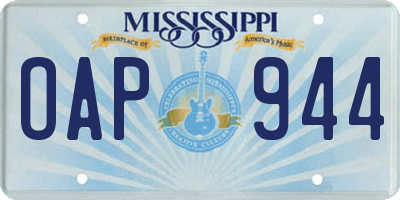MS license plate OAP944