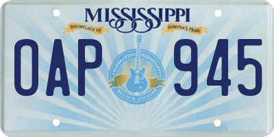 MS license plate OAP945