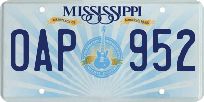 MS license plate OAP952