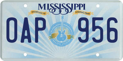 MS license plate OAP956