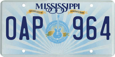MS license plate OAP964