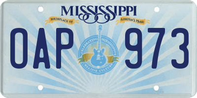 MS license plate OAP973