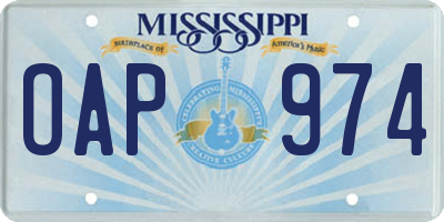 MS license plate OAP974