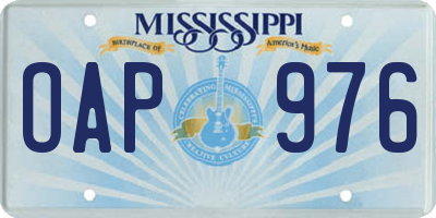 MS license plate OAP976