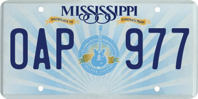 MS license plate OAP977