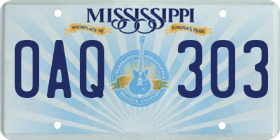 MS license plate OAQ303