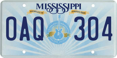 MS license plate OAQ304