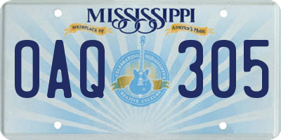 MS license plate OAQ305