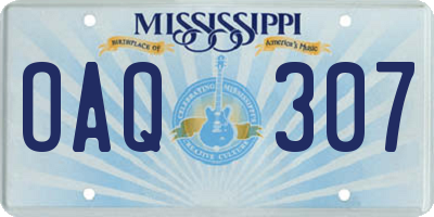 MS license plate OAQ307