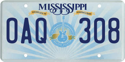 MS license plate OAQ308