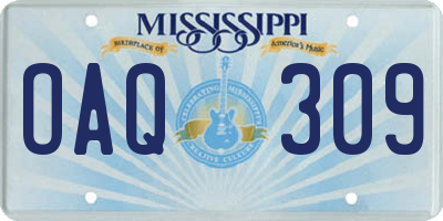 MS license plate OAQ309