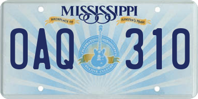 MS license plate OAQ310