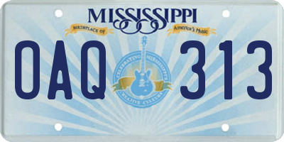 MS license plate OAQ313