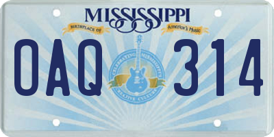 MS license plate OAQ314