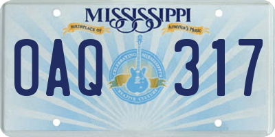 MS license plate OAQ317