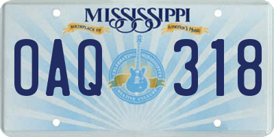 MS license plate OAQ318
