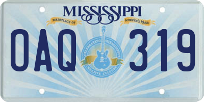 MS license plate OAQ319