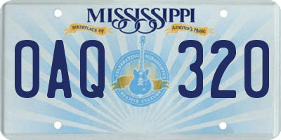 MS license plate OAQ320