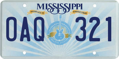MS license plate OAQ321