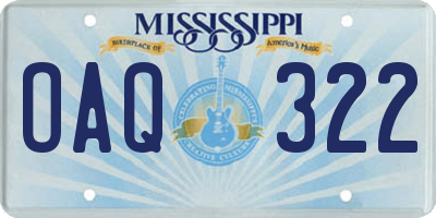 MS license plate OAQ322