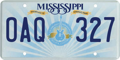 MS license plate OAQ327