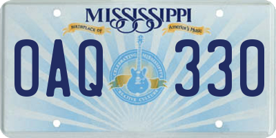 MS license plate OAQ330