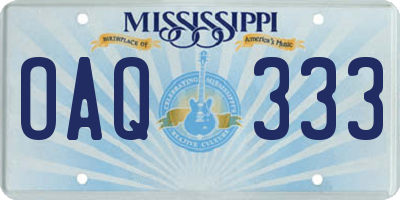 MS license plate OAQ333