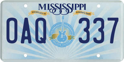 MS license plate OAQ337