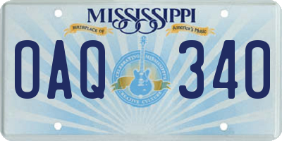 MS license plate OAQ340
