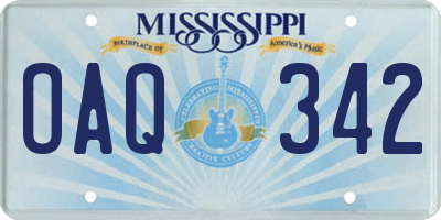 MS license plate OAQ342