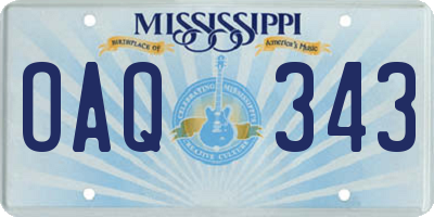 MS license plate OAQ343