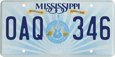 MS license plate OAQ346