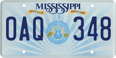 MS license plate OAQ348