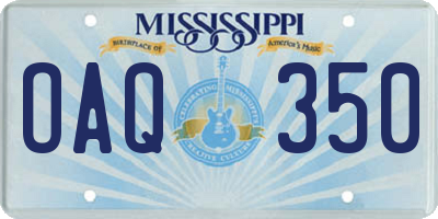 MS license plate OAQ350