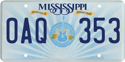 MS license plate OAQ353