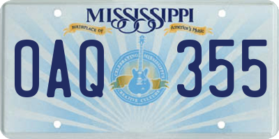 MS license plate OAQ355