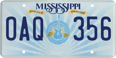 MS license plate OAQ356