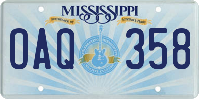 MS license plate OAQ358