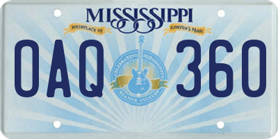 MS license plate OAQ360