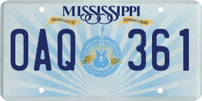 MS license plate OAQ361