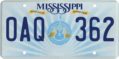 MS license plate OAQ362