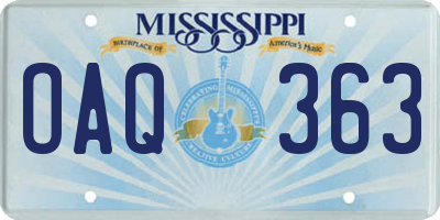 MS license plate OAQ363