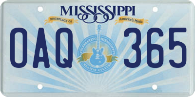 MS license plate OAQ365
