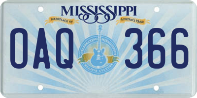 MS license plate OAQ366
