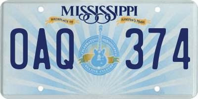 MS license plate OAQ374