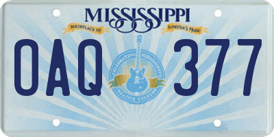 MS license plate OAQ377