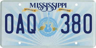 MS license plate OAQ380