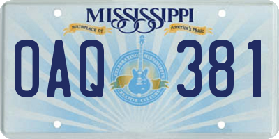 MS license plate OAQ381