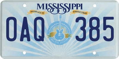MS license plate OAQ385
